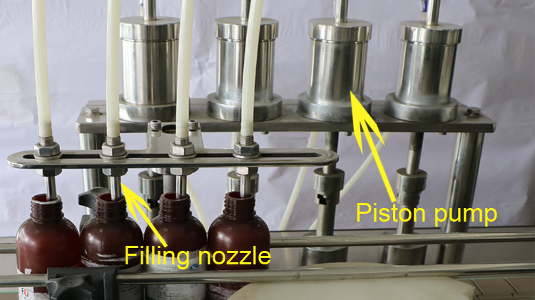500 ml rund flaskepåfyldningsmaskine med hættetætning og starhjulet kører