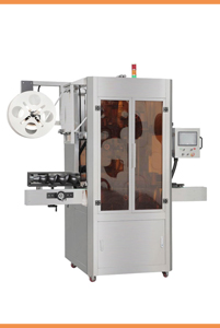 Automatisk etiket med omslag til rund flaske