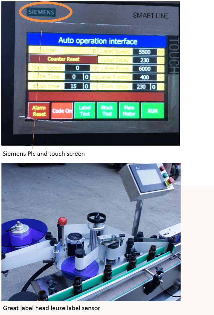 Automatisk etiket med omslag til rund flaske